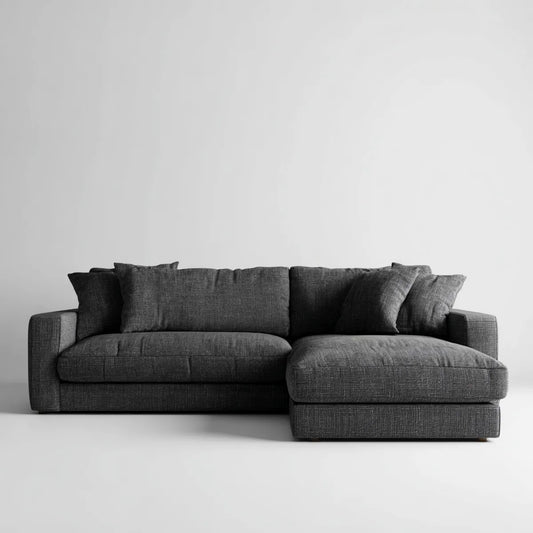 Divano con chaise longue destra grigio antracite 270 x 165 x 85 cm in poliestere rettangolare