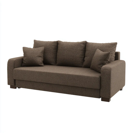 Divano tre posti marrone 190 x 90 x 85 cm in poliestere rettangolare