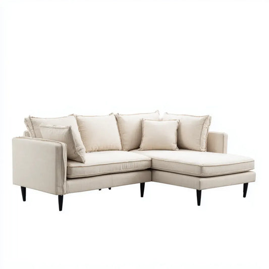 Divano angolare 3 posti beige con chaise longue destra 240 x 160 x 85 cm in poliestere a L