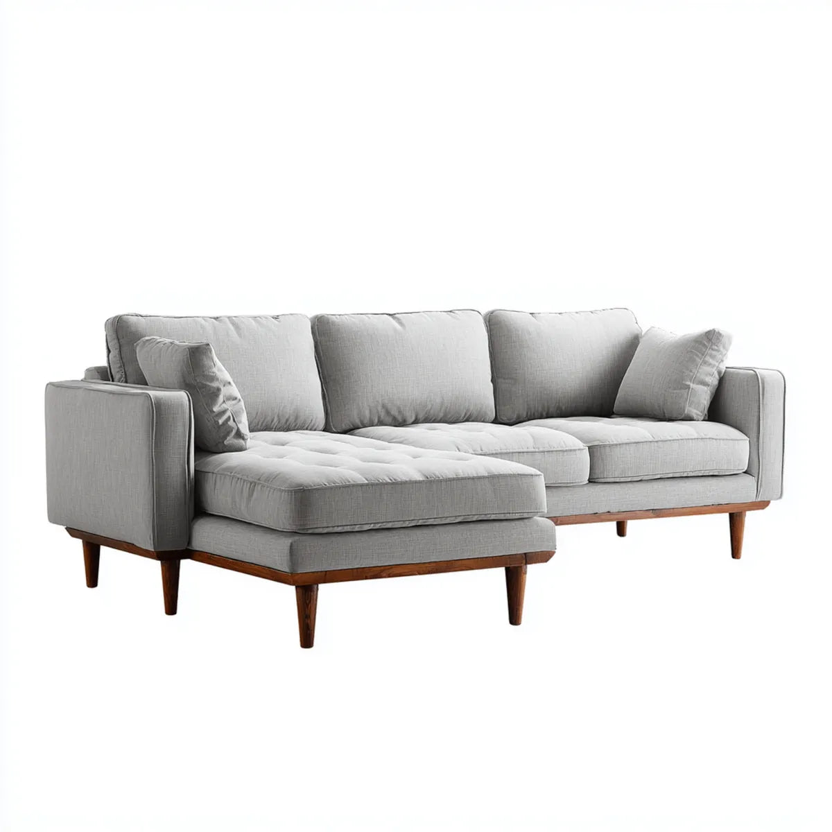 Divano angolare 3 posti con chaise longue grigio in poliestere a L 250 x 160 x 85 cm
