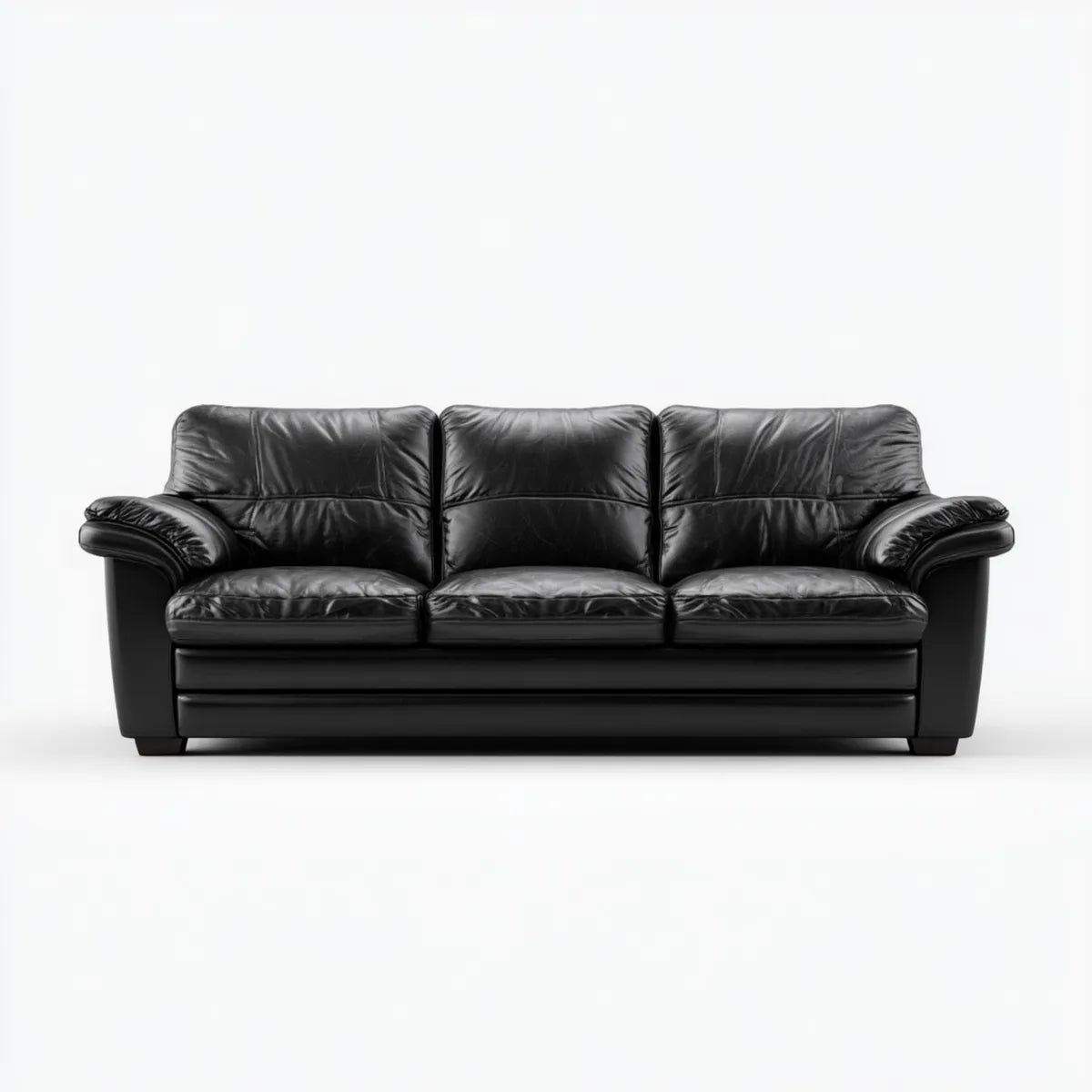 Divano 3 posti nero 210 x 90 x 88 cm in pelle sintetica PU rettangolare