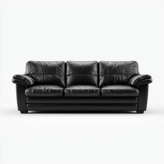 Divano 3 posti nero 210 x 90 x 88 cm in pelle sintetica PU rettangolare