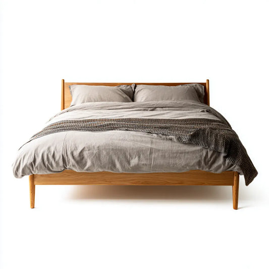 Letto matrimoniale in rovere massello naturale 160 x 200 cm con testiera e pediera