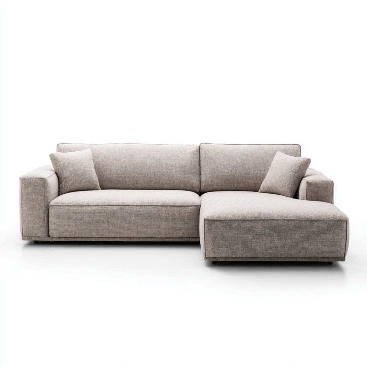 Divano angolare 3 posti beige con chaise longue destra 250 x 160 x 85 cm in poliestere forma a L