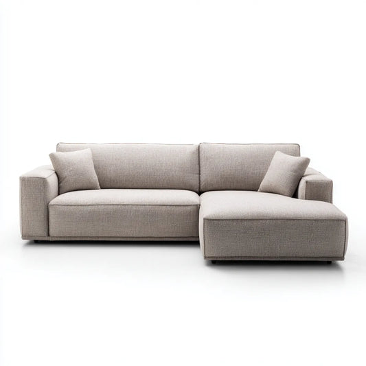 Divano angolare 3 posti beige con chaise longue destra 250 x 160 x 85 cm in poliestere forma a L