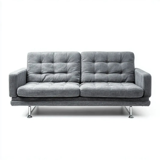 Divano tre posti grigio 210 x 85 x 85 cm in poliestere con schiuma poliuretanica forma rettangolare
