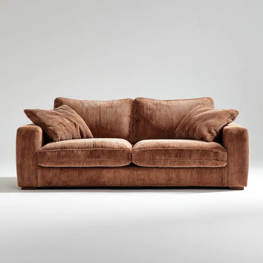 Divano 2 posti marrone in velluto a coste di poliestere rettangolare 180 x 90 x 85 cm